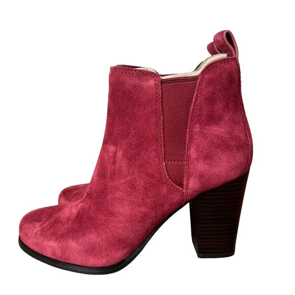 Michael Kors Evaline Suede Leather Block Heel Boots‎ Size 6 Mulberry Red NEW - Picture 6 of 13